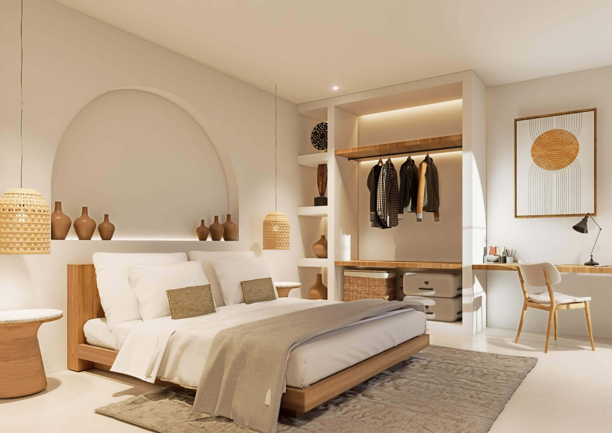 Master bedroom interior at Mediterranean Villas by Prestige